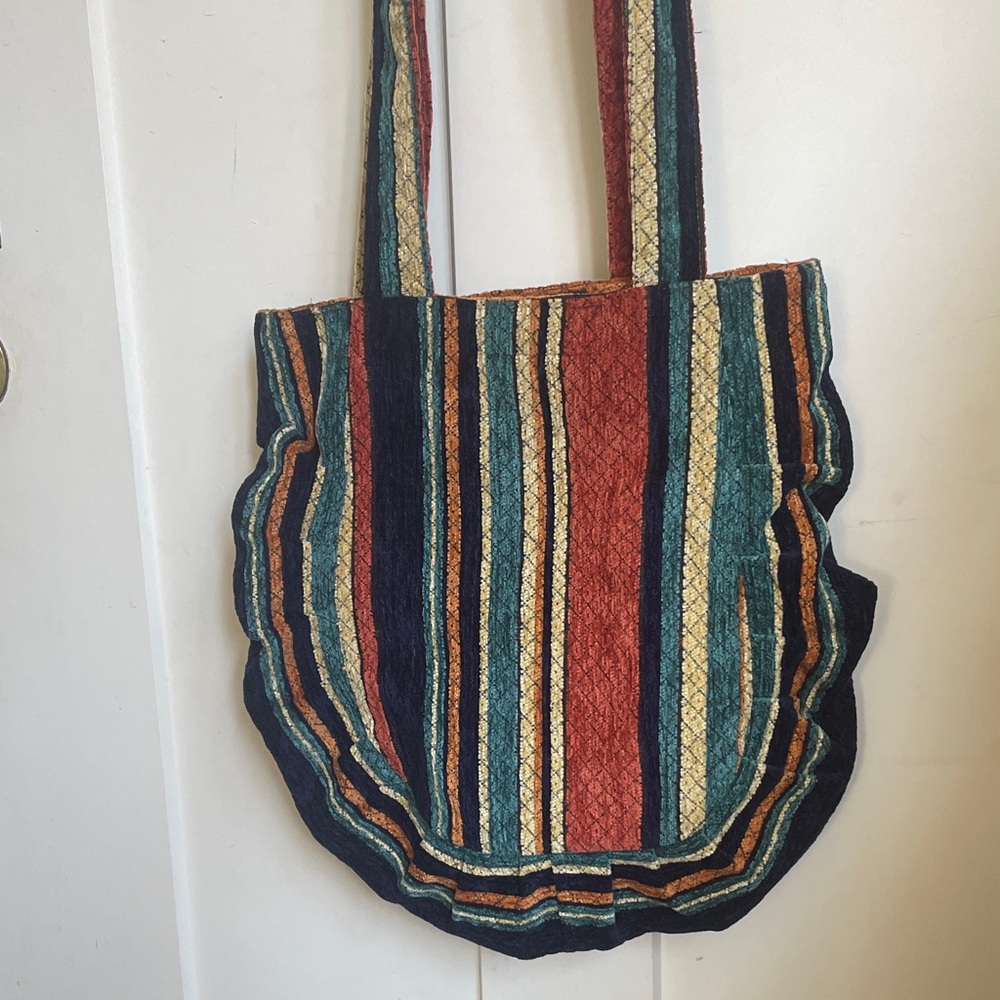 Striped Multicolor Festival Chenille Boho Shoulder Bag Made in Greece